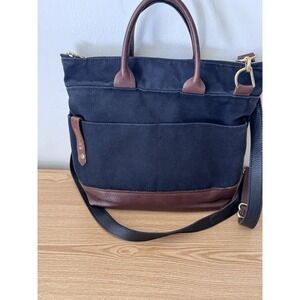 R.Riveter Carry‎ All Canvas Tote w/Leather Trim OTTO   black Brown